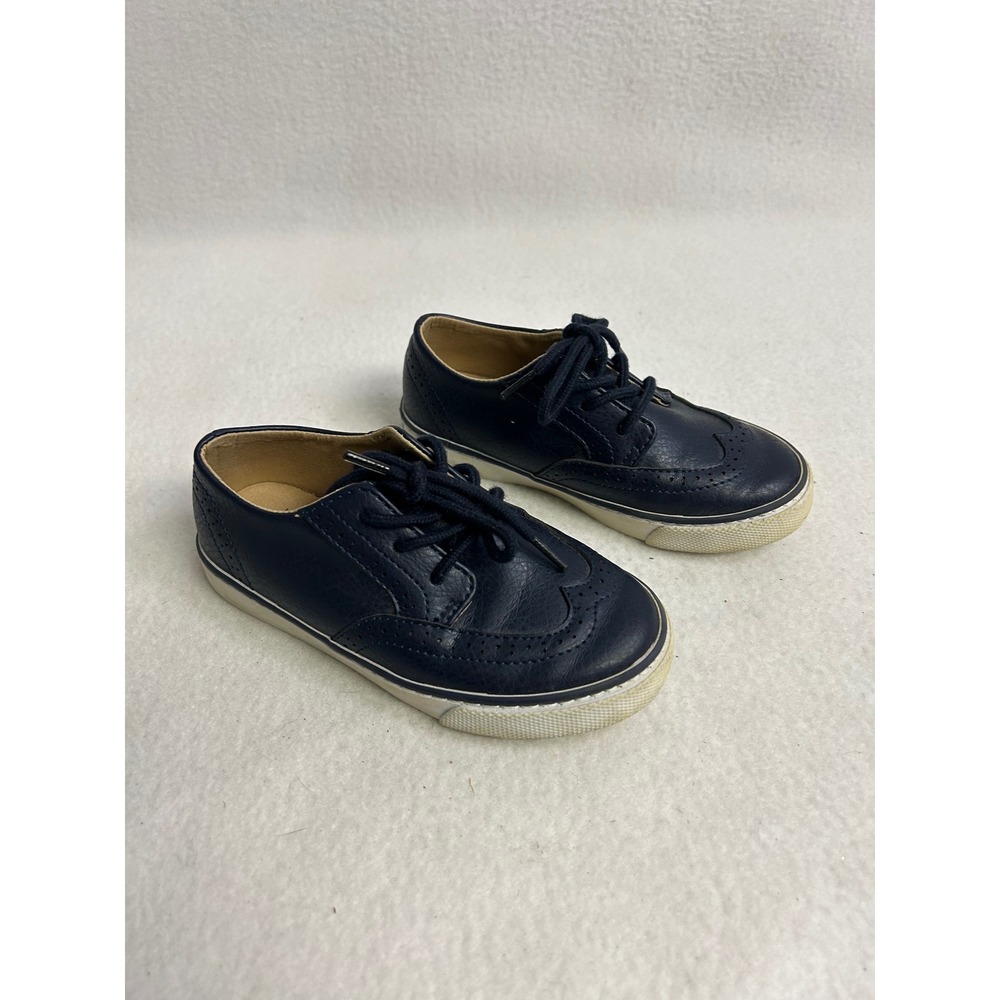 Preppy Classic Janie and Jack Boys 10 Navy Blue Wingtip Sneakers
